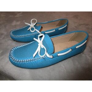 Nunu‎ Blue Loafers Shoes Womens Size 10 Blue Perforated Driving Marseille-02
